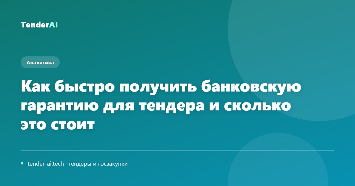 Как быстро получить банковскую гарантию для тендера и сколько это стоит