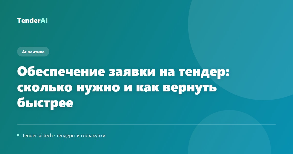 Обеспечение заявки на тендер: сколько нужно и как вернуть быстрее