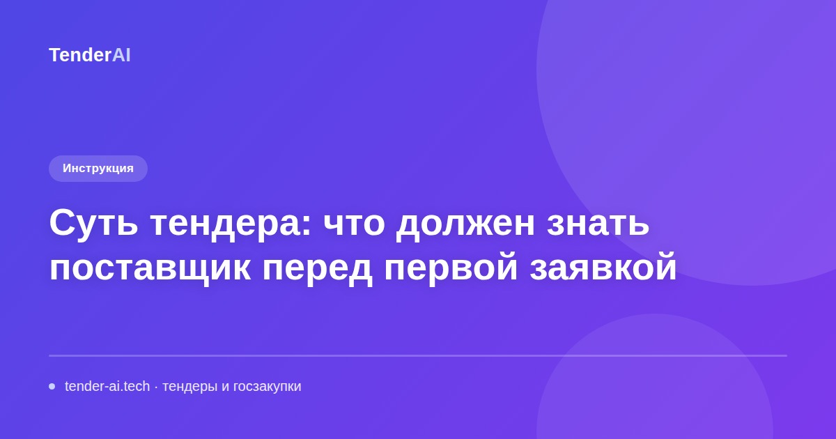 Суть тендера: что должен знать поставщик перед первой заявкой