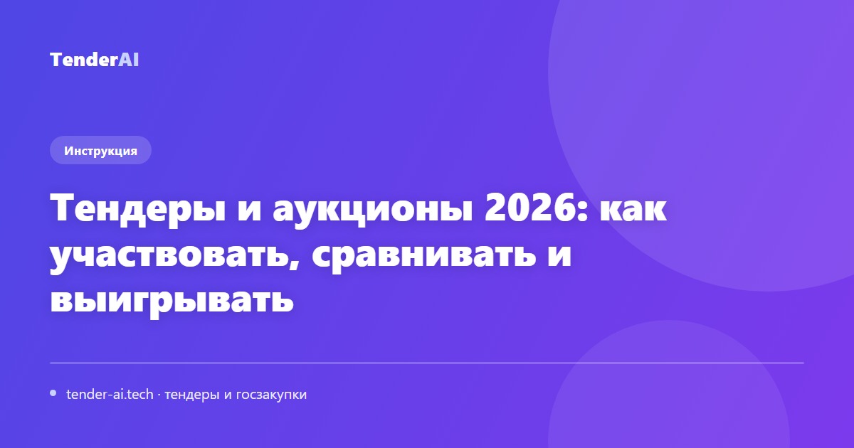 Тендеры и аукционы 2026: как участвовать, сравнивать и выигрывать