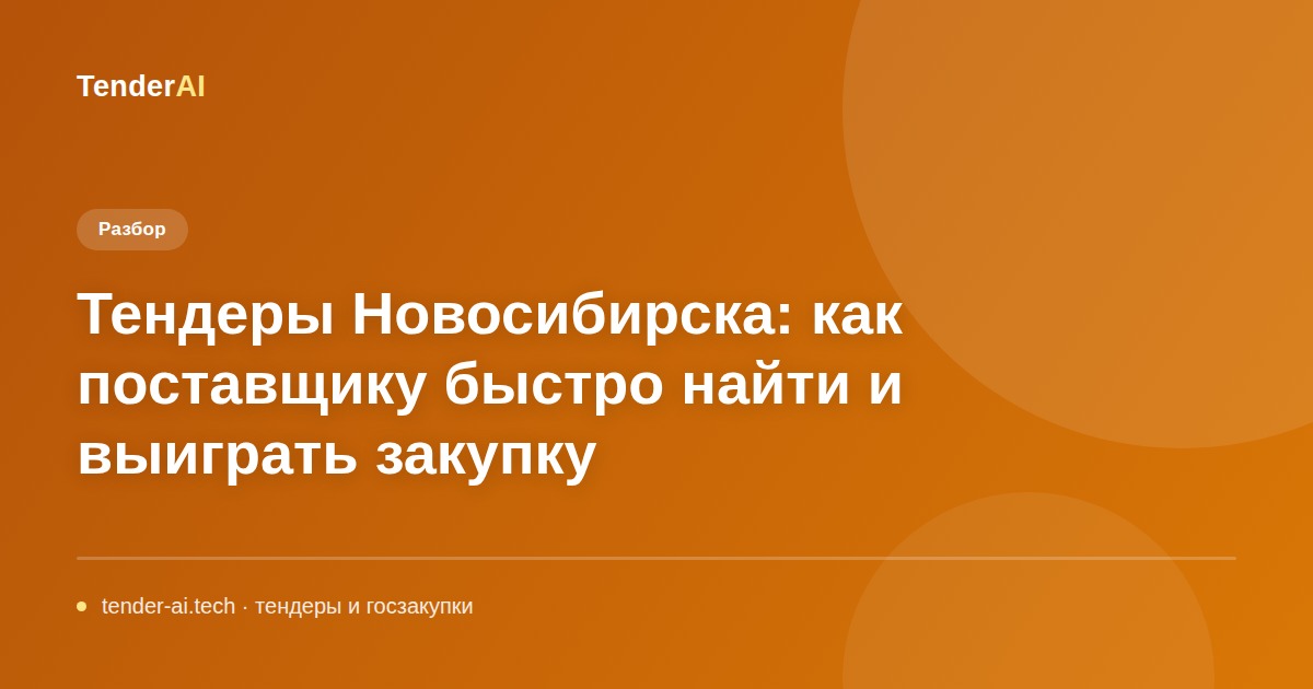Тендеры Новосибирска: как поставщику быстро найти и выиграть закупку